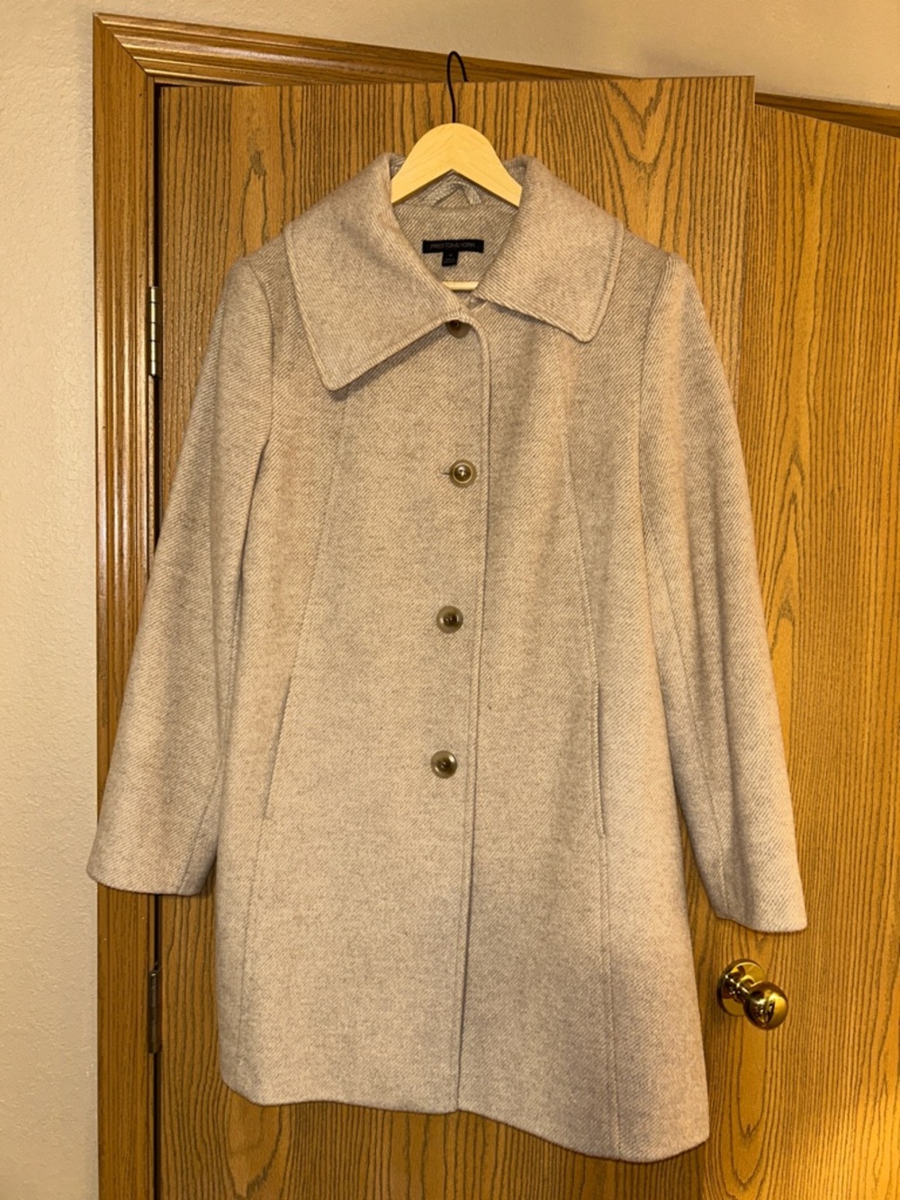 Preston & York Light Tan Wool-Blend Pea Coat